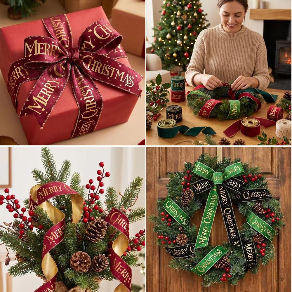 Merry Christmas Christmas Bow Ribbon 3 Yards Bow Decorative Webbing Cake Decoration