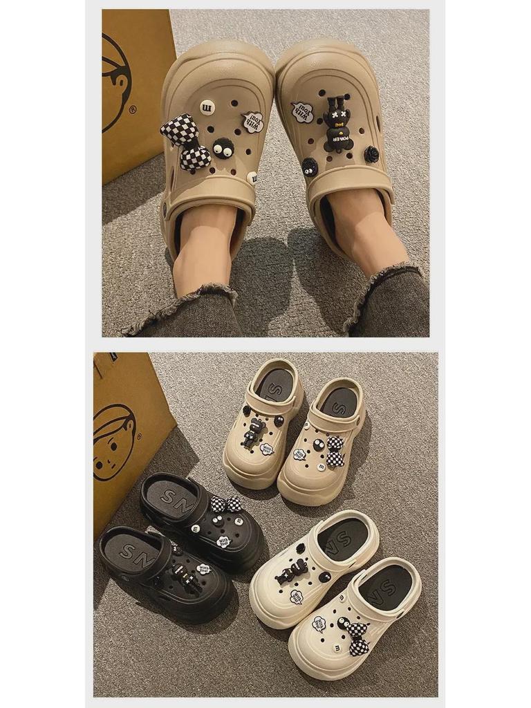 Женские пляжные тапочки EVA 2024 года на толстой подошве с нескользящим закрытым носком