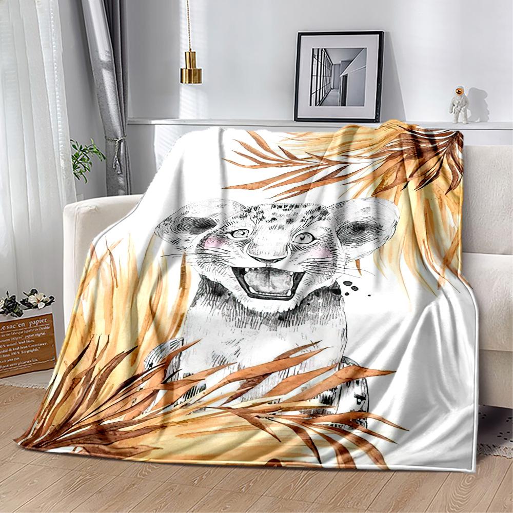 Lion Cub In Exotic Leaves Blankets are suitable for living rooms,making them an ideal choice for outdoor travel and gifts.