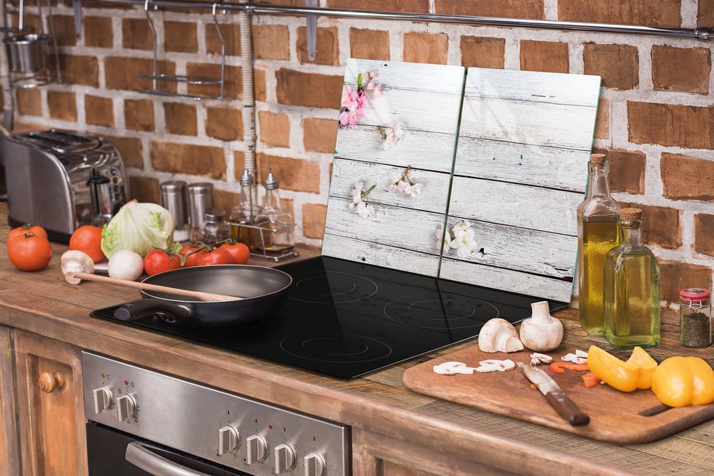СТЕКЛЯННАЯ ЗАЩИТНАЯ ПАНЕЛЬ ДЛЯ КУХНИ 2x35x52 ДЕРЕВО