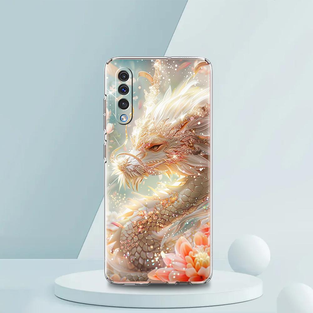 Прозрачный чехол для телефона для Samsung Galaxy A16 A14 A12 A22 A24 A42 A06 A20 A30 A40 Мягкая TPU крышка Иллюзорный цвет Китайский дракон