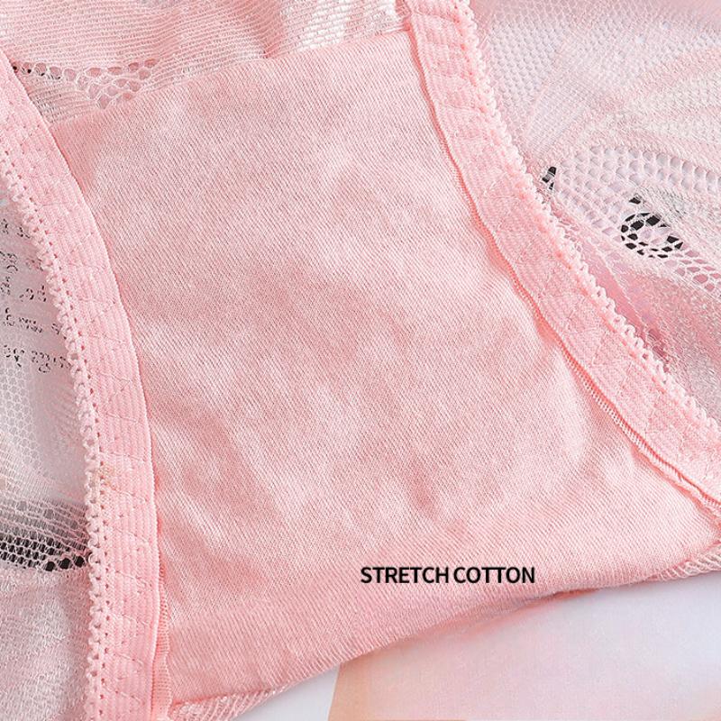 Women's Sexy Lace Underwear Panties Women's Hollow Out Breathable Lingerie Hip-lifting Mid-waist Briefs 2XL