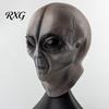 Detailed Alien Cosplay Accessory Halloween Grey Mask, Latex Full Head UFO Mask with Big Simulated Eye Eyes, Soft Sci Fi Party Prop for Adults,