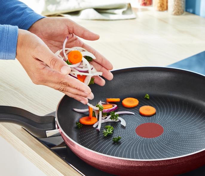 Tefal simply cook wok h0581902 28cm burgundy