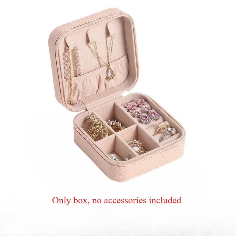 1Pc Portable Mini Jewelry Storage Box Travel Organizer Case Leather Storage Earrings Necklace Ring rganizer Display