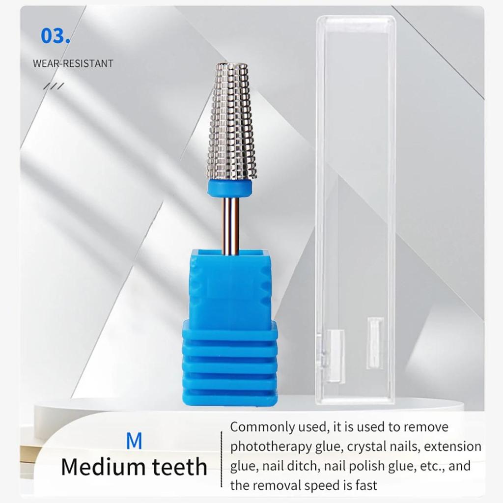 5-in-1 Tungsten Steel Nail Drill Bits with Serrated Tip – Ideal Accessories for Electric Manicure Drills Nail Files