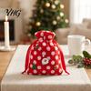 Christmas Tree Embroidery Sacks Plush Gift Bag with Drawstring, Soft Santa Sack for Candy Bags Apples Presents, Reusable Holiday Wrapping Pouch