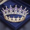 Винтажная фиолетовая хрустальная круглая свадебная диадема королевская королевская королевская корона тиары невесты головной убор выпускные короны украшения для волос