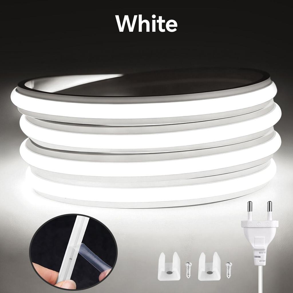 220V Fireproof Silicone COB LED Neon Light Strip Flex Cuttable 280Leds/M Waterproof,For Indoor Outdoor Lighting,With Switch EU