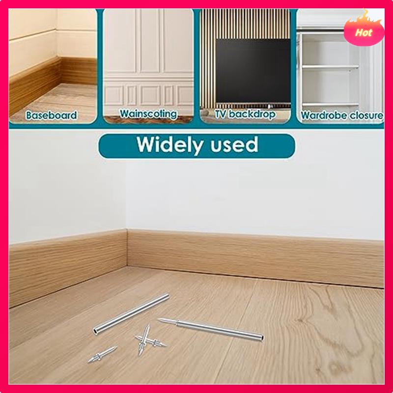 400 Pcs Double-Head Skirting Thread Seamless Nail,Rust-Proof No Trace Skirting Thread Screws Set With 4 Rods, With Nail