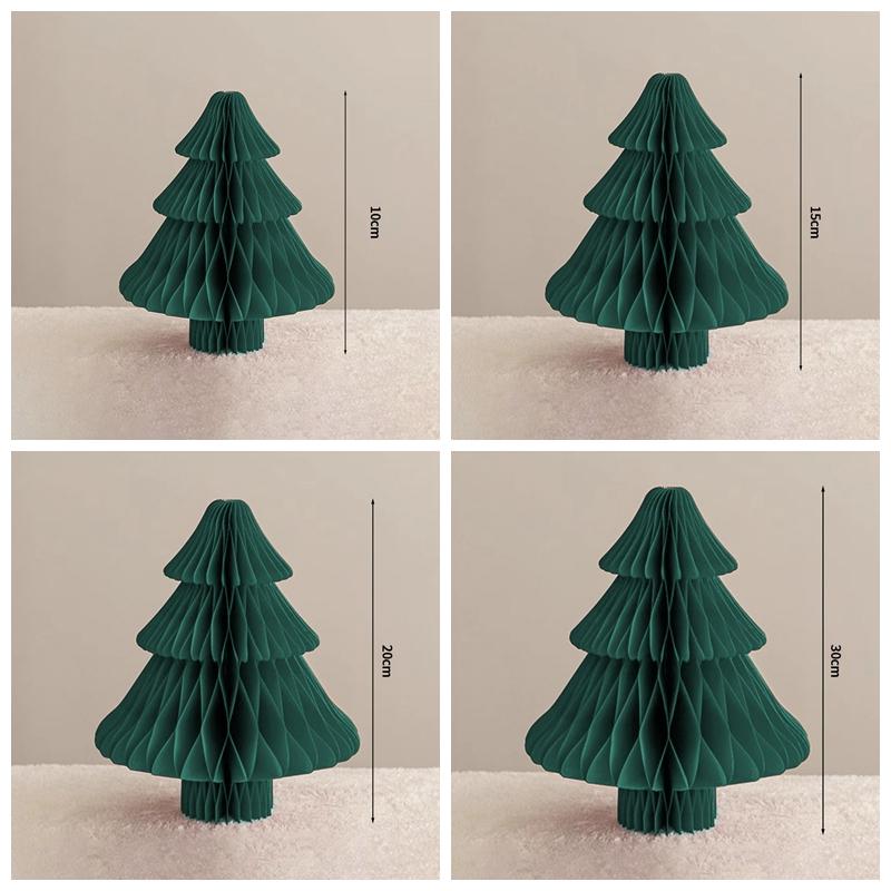 Paper Folding Christmas Tree Ornament 3D Honeycomb Christmas Tree New Year Xmas Festive Atmosphere Party Dinner Tabletop Decor