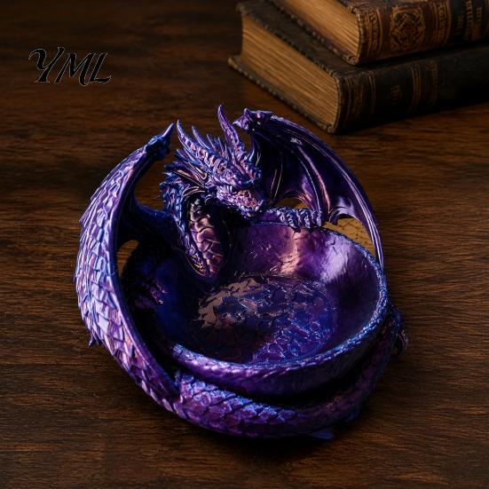 3D-печатная скульптура дракона, подставка для украшений, фэнтезийный поддон для мелочей, готический держатель для ключей в прихожую, средневековый настольный органайзер, подарок для фанатов, декор для дома