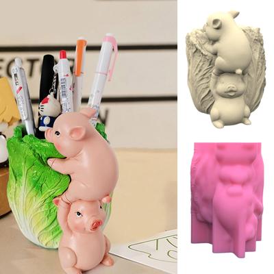 Прочная 3D силиконовая форма, силиконовая литейная форма, милая форма свиньи, силиконовые формы для изготовления цветочного горшка из бетонной смолы
