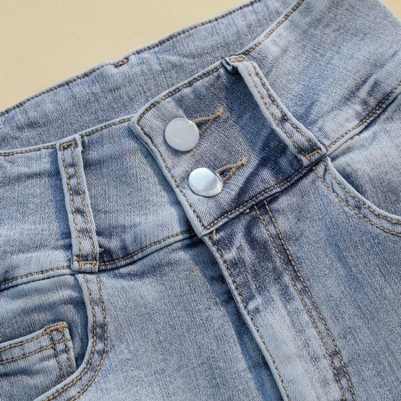 Женские облегающие джинсы с двумя пуговицами, облегающие брюки-карандаш