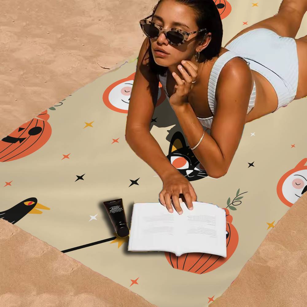 Halloween Cartoon Ghosts Pumpkins Bats Beach Towel Bath Towels Microfiber Quick Dry Sand Free Beach Yoga Spa Gym Pool