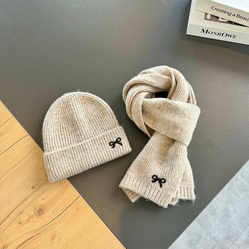 New children's hat set, scarf two-piece set, boys' knitted hat, fleece thickened girls' hat winter