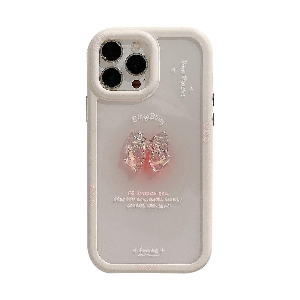 Для iPhone15 Sfumato Bow Чехол для телефона для Apple 17ProMax Sweet 16 Акриловый 12 Трехмерный 13