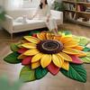 3D Sunflower Floral Plush Rug Non-Slip Backing Easy To Clean Various Sizes Living Room Rug Home Decor