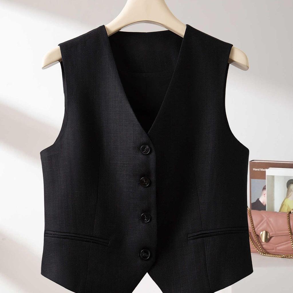 Женский жилет Slim Fit без рукавов, короткий жилет, тонкий костюмный жилет на весну-осень, стройнящий