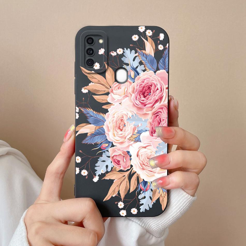 Чехол для Samsung A11 Цветок Мягкий Жидкий Силикон Прочный Защита Линзы Задние Крышки Телефона Для Galaxy A 11 Funda Coque Для Женщины