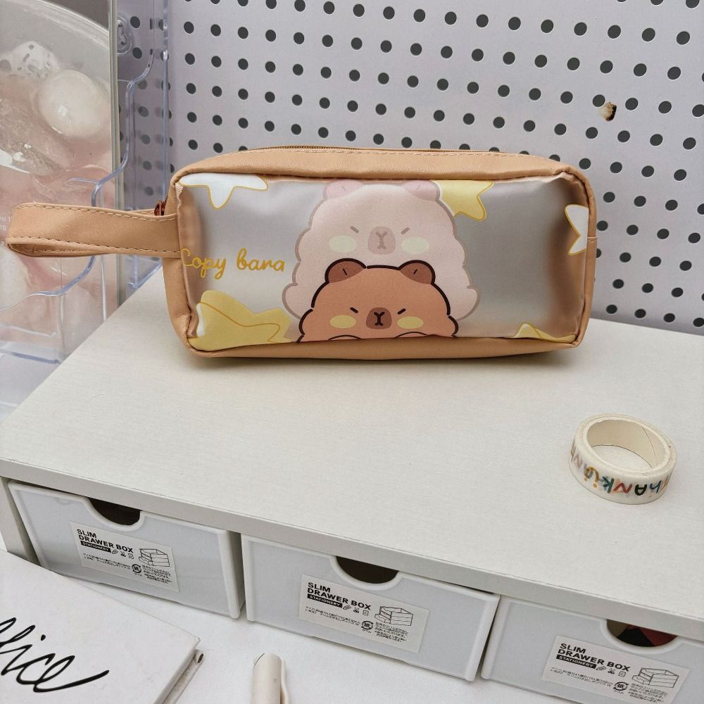 PVC Capybara Pencil Bag Kawaii Stationery Bag Desktop Organizer Cartoon Pen Bag  Student