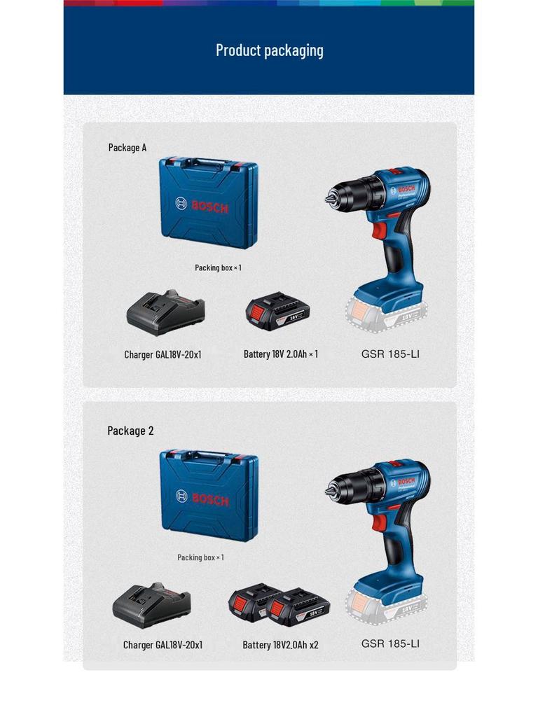 Bosch 18V Cordless Brushless Impact Driver Drill with Lithium-Ion Battery (GSR185/GSB185-Li)