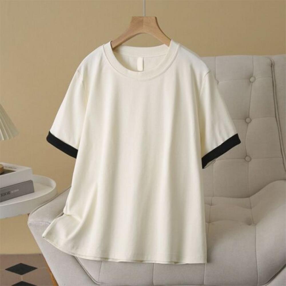 Navava Women Simple Daily Color Block ShorT Sleeve T shirT nT2605