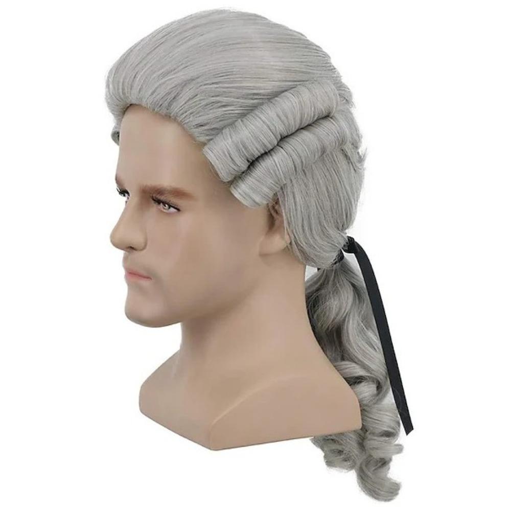 Historical Baroque Cosplay Curly Wig Deluxe Men Costume Wigs Lawyer Judge Wig Costume Party
