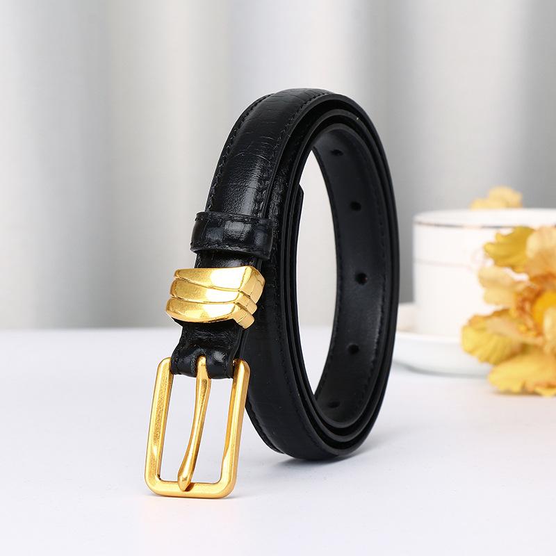 Fashion Trend Crocodile Pattern Belt Women'S Leather Pin Buckle Korean Version Small Suit Decoration Casual Jeans Thin Belt Women