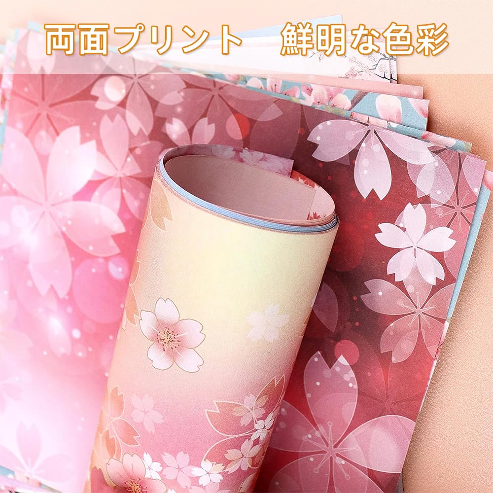 Renjzle Оригами 100 Сакура Милый и Бумага для Оригами Тысяча Чиёгами DIY Крафт Бумага Искусство Цветение Двусторонняя бумага, Листы, 15см, Узор,