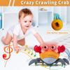 Ползающая игрушка-краб для малыша, перезаряжаемая, убегающая с музыкой и светодиодной подсветкой, подарок для малыша, электрические индукционные игрушки-убегалки
