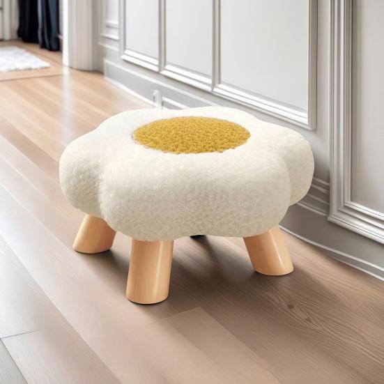 Цветочный табурет с деревянными ножками, подушка из облачного бархата, подставка для ног, табурет для гостиной, спальни, дивана, софы, под стол, мягкое сиденье, туалетный табурет