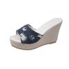 Fashion Rubber Wedge Heel Women's Slippers High Heels Light Mouth Simple Metal Women's Shoes Summer Women's Heel Sandals