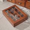 12 Grid/9 Grid 1pc jewelry&Tea&Spices Wooden Storage Showcase Box with Transparent Lid, Vintage Multifunctional Storage Home Furnish.