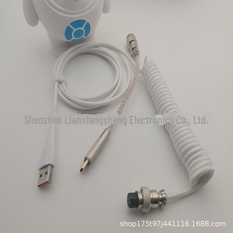 Настраиваемый светящийся металлический пружинный кабель USB-C для передачи данных для механических клавиатур