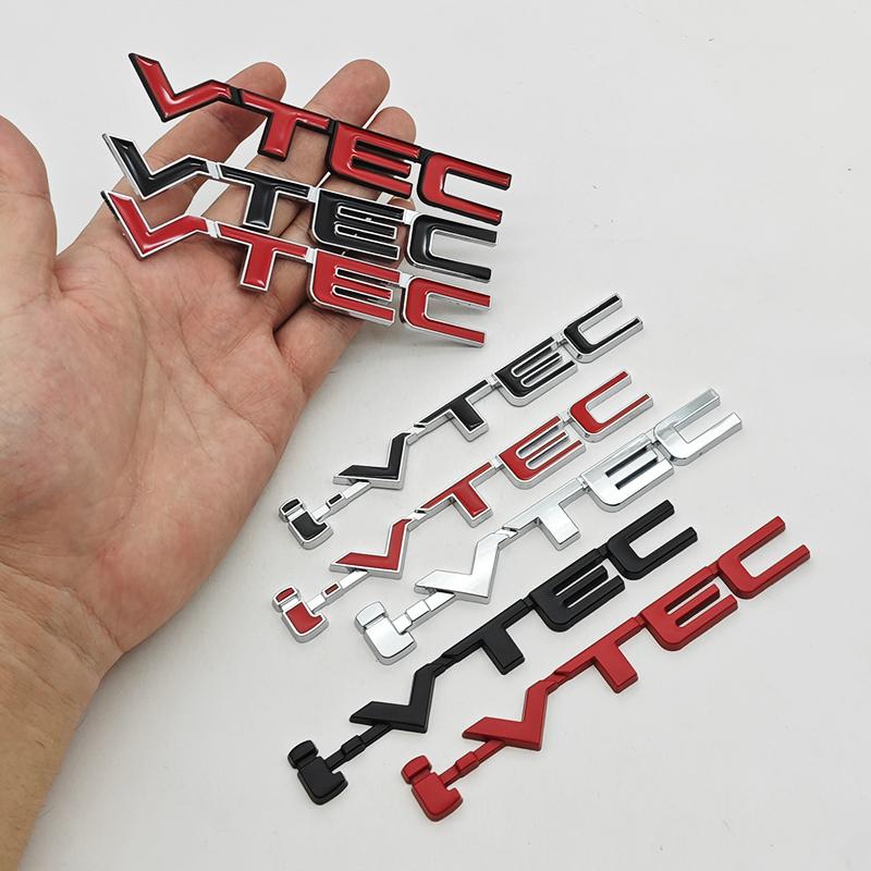 3D Metal Car Letters I VTEC Logo Rear Trunk Tail Badge Emblem Decals For Honda Civic Accord Jazz VEZEL Auto Sticker Accessories