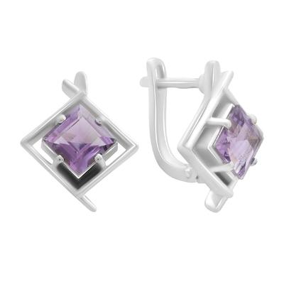 Серебряные серьги с натуральным аметистом 2.942ct (2189329)
