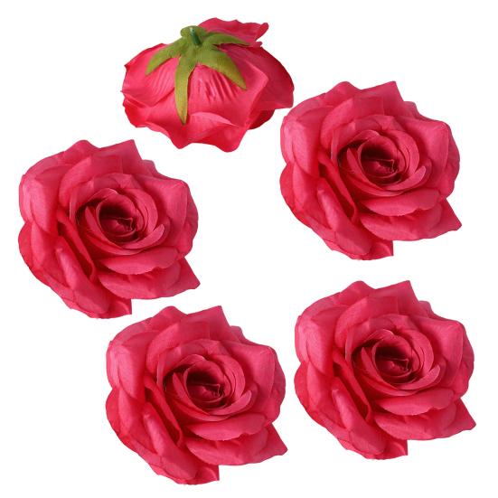 5 Pcs Artificial Rose Flower Heads Realistic Fake Silk Rose Head for Home DIY Flower Wall Wedding Party Birthday Baby Shower Decor