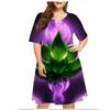 6XL Большие размеры Летние платья для женщин Одежда Растительный цветочный принт Короткий рукав Свободное платье Повседневный ретро-сарафан с круглым вырезом Vestidos