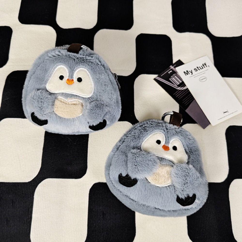 Кошелек для монет в виде пингвина на молнии, сумка для хранения мелких предметов, плюшевый кошелек со шнурком для девочек