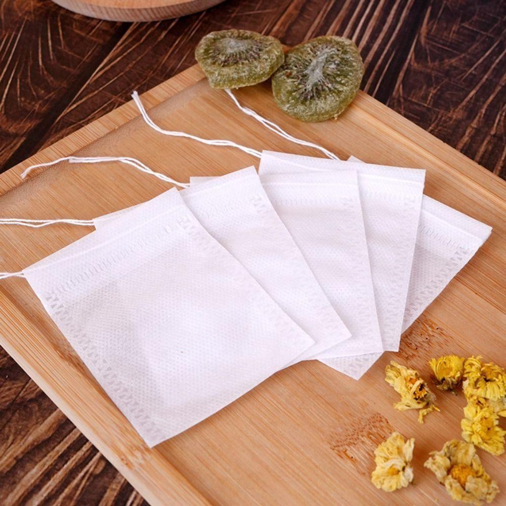 100Pcs Drawstring Disposable Coffee Pouches Non-woven Fabric Drawable Tea Infuser Multi-size Large Tea Filter Bags with String