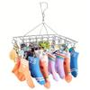 Stainless Steel Laundry Drying Rack With Multiple Clips For Socks Underwear Home Dorm And Outdoor Use Not easy to fall off