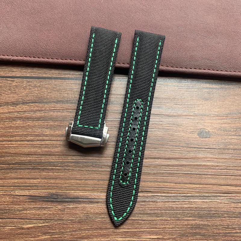 20 мм 22 мм черный, синий нейлоновый с кожаным ремешком для часов Omega AT150 Seamaster 300 600 Planet Ocean De Ville ремешок для часов