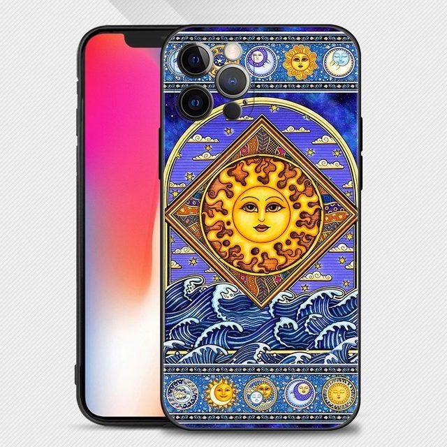 Забавный чехол для телефона с изображением солнца и луны для Iphone 14 13 12 11 Pro Max Xs Max Xr X 7 8 Plus 12 Mini 6s, силиконовый чехол черного цвета