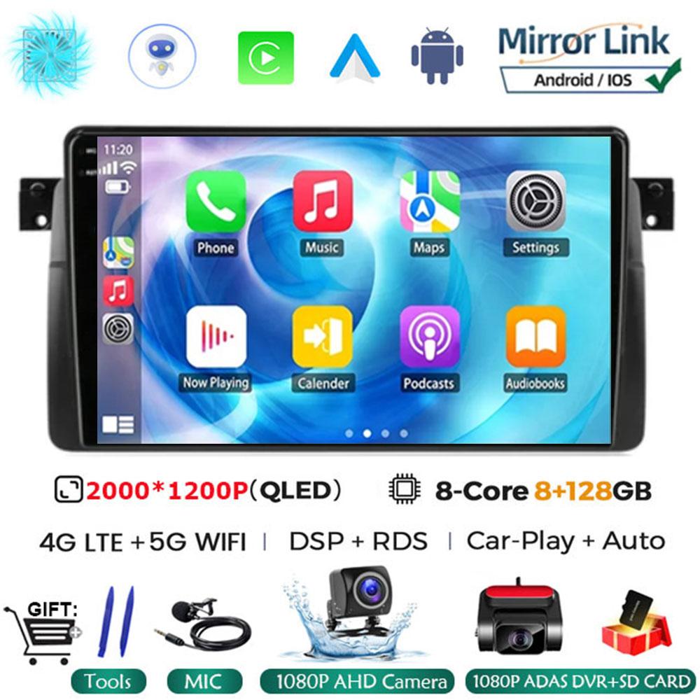 Android 14 Carplay WIFI+4G для BMW E46 M3 1998-2006 Автомобильный Радио Мультимедиа Видео Плеер Стерео GPS DPS Головное Устройство 360 Камера BT