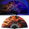 UV Fluorescent Folding Fan Lightweight Kung Fu Dance Performance Handheld Fan Portable Summer Cooling Fan Decoration Party Accessories