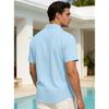 Men's Waffle Texture Short Sleeve Button Down Shirt Casual Pocketed Summer Top