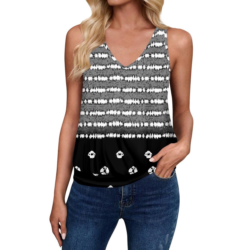 Топы на бретелях для женщин, свободная посадка, футболка без рукавов с v-образным вырезом в стиле ретро, ​​женские повседневные летние блузки