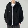 Men's Autumn Hoodie Cardigan Sweatshirt Solid Color Clothes Plush Zippered Loose Jacket Men's Autumn  Sports Shirt