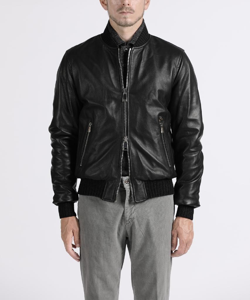 Panicale Black Two-Way Studded Lambskin Blouson